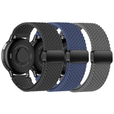Imagem de EverAct Pulseira de relógio trançada magnética de 20 mm compatível com Garmin Vivoactive 5/Vivoactive 6/3/3 Music, pulseira de nylon elástico macio de substituição para Venu Sq 2/Venu 2 Plus e