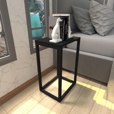 Imagem de Mesa De Cabeceira Industrial Preta Mdf Canto Quarto Mesas De Cabeceira Mesinha Cabeçeira Cabiceira