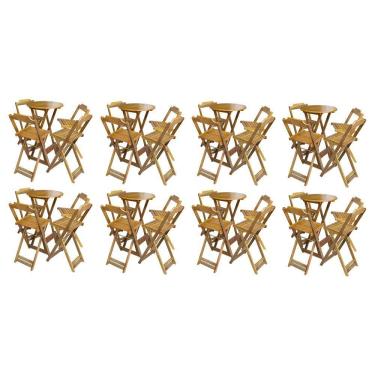 Imagem de Kit 8 Jogos De Mesa Bistrô De Madeira Com 4 Cadeiras Dobravel Mel - Amarelo