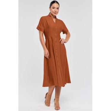 Imagem de Vestido Chemise Midi PKS Marrom, M