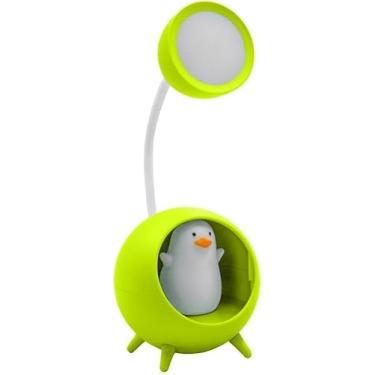 Imagem de Luminária LED de Patinho USB Recarregável e Articulável 360° Abajur Portátil para Leitura, Estudo e Decoração de Quarto e Escritório (Verde)