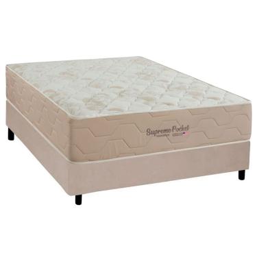 Imagem de Conjunto Box Casal: Colchão Molas Inovaflex Ensacadas Supreme+Base CRC Corano Clean (138x188)