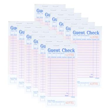 Imagem de Officeva Bloco de notas para servidor Guest Checks pacote com 12 600 pedidos, blocos de verificação rosa para convidados com recibo inferior, bloco de notas de garçonete para negócios de restaurante