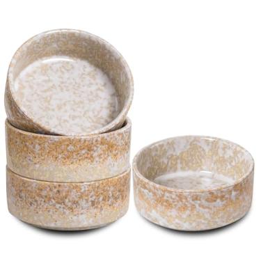 Imagem de Conjunto de 4 tigelas de cerâmica, 4,5 polegadas retrô de jade de neve, conjunto de tigelas pequenas, tigelas de cor vintage, tigela de 293 ml para sobremesa, molho, acompanhamentos, sorvete, frutas