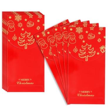 Imagem de Envelopes de Natal, 10 peças de suporte de dinheiro de Natal para presente, envelope de papel para economia de dinheiro vermelho para cartões, moedas, presentes de Natal, feriado de ano novo