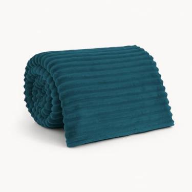 Imagem de Manta Cobertor Casal Microfibra Canelada Antialergica Macia Quentinha 180x200 cm Com Cobertor Queen(Azul Turquesa,1)