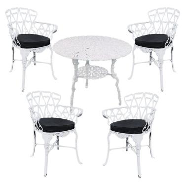 Imagem de 4 Cadeiras Viena Alumínio Mesa área Externa Jardim Varanda Preto
