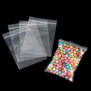 Imagem de 50 unidades de sacos de plástico com fecho de correr, 12 x 8 cm, sacos de embalagem retangular, reutilizáveis, bolsa de vedação superior para joias pequenas, berloques, chaveiros, pequenos presentes