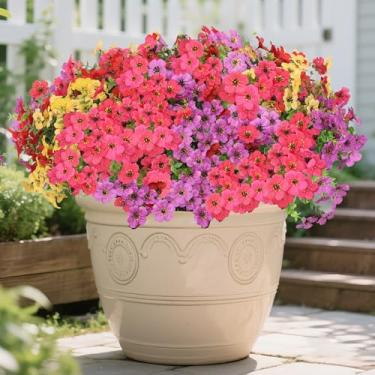 Imagem de Flores artificiais para ambientes externos e internos, flores de seda que não desbotam, plantas falsas de plástico para uso externo, varanda frontal, vaso suspenso, caixa de janela, jardim, decoração