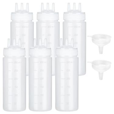 Imagem de Uceoo Garrafa de apertar de 3 furos para molhos, garrafas de plástico para condimentos, dispensadores de molho de tomate para ketchup, molho de churrasco, oficina de pintura, artesanato de panqueca
