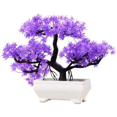Imagem de Bonsai Artificial,Planta Artificial Decorativa para Casamento,Árvore Pequena Realista de Plástico(Violeta)