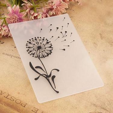 Imagem de Pasta de gravação de plástico com padrão de flores de dente-de-leão, impressões texturizadas em 3D, fundo de dente-de-leão, molde de pasta de gravação para fazer cartões, scrapbook, papel, artesanato