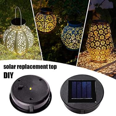 Imagem de Parte superior de substituição de luz solar com lâmpadas LED para, tampa de lanterna de painel solar DIY com bateria NI-MH, iluminação solar de 8 cm/iluminação solar de jardim