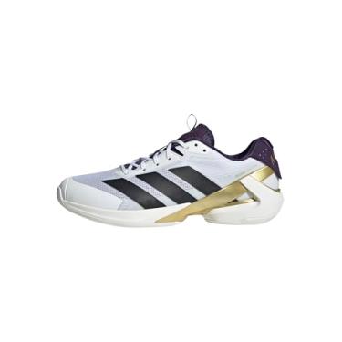 Imagem de adidas Adizero Ubersonic 5 Tênis masculino de couro, Branco/preto/aurora ameixa, 38