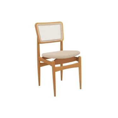 Imagem de Cadeira Sala De Jantar Stela 1cmm013ca Premium Madeira Maciça 1 Un Carvalho-linho Bege Argila-tela Bege - Kappesberg