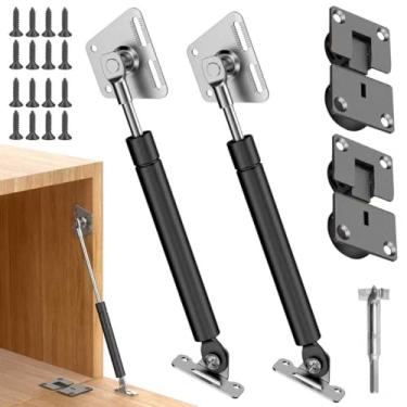 Imagem de Hanwosi Dobradiça oculta para porta de armário, dobradiça dobrável e eixo de giro de página de 90 graus, dobradiças de porta dobráveis ajustáveis, para porta de armário dobrável para baixo, porta flip