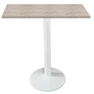Imagem de Mesa Zeta Ferro Branco 75 Cm Alt Disco Redondo Tampo Mdp Quadrado 80 Cm Larg X 2,5 Cm Alt Castanheira
