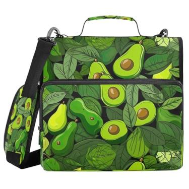 Imagem de ATTX Fichário pequeno com zíper em fatias de abacate com alça acolchoada ajustável – bolsa para fichário com capacidade para 500 folhas com organizador de vários bolsos, serve para laptop de 12