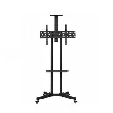 Imagem de Suporte de TV de Chão Universal 32-75" com Rodízios, Base Estável e Altura Ajustável(Preto)