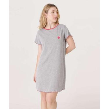 Imagem de Camisola Canelada Manga Curta Marisa-88020, Cinza, M