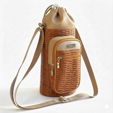 Imagem de Bolsa Térmica (TRANÇADO COM BEGE) GALANTE para Garrafa de 1 LITRO em Couro Sintético - Coleção Cores VERÃO 2026