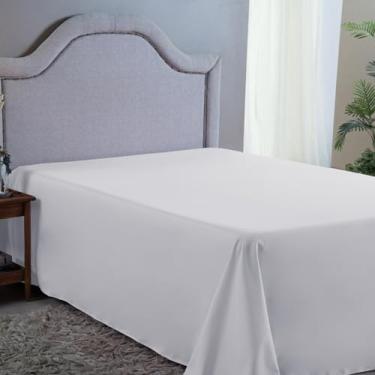 Imagem de Lençol Queen Sem Elástico 400 Fios Aveludado Hotel Extra Macio (BRANCO)