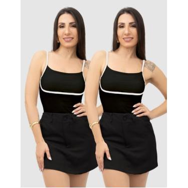 Imagem de Kit 2 Body Feminino Alça Fina Regata Casual Suplex Premium Bicolor Ver