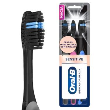 Imagem de Oral-B Escova de Dente Indicator, Cerdas Inteligentes com Carvão, 3 Unidades, Preto