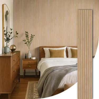 Imagem de Painel Ripado Acústico Madeira Natural - Tauari 270 cm x 32 cm (Feltro cinza)