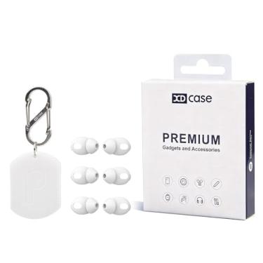 Imagem de Para AirPods 4 XDcase, 3 pares de capas de silicone com estojo de armazenamento e mosquetão (branco)