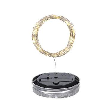 Imagem de Luzes de Lanterna Solar Jarro Mason Tampa Lâmpada Fio Cobre Luz Fada Cordo Decorativo Pátio Jardim
