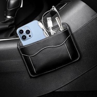 Imagem de ongfuwu Organizador de bolso lateral de carro, mini bolsa de armazenamento de assento de carro, bolsa de bandeja de suporte de óculos de sol para celular e cartão de documentos, universal para console