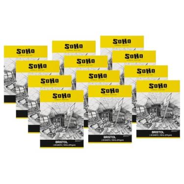 Imagem de SoHo Urban Artist Almofadas de papel Bristol - Almofadas de papel Bristol lisas para esboçar, carvão, lápis de cor, tintas e mais! - 28 x 35 cm - pacote com 12