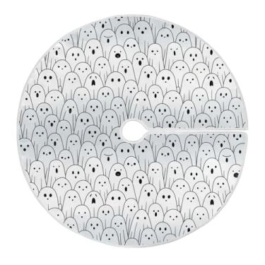 Imagem de JUZIHAI Saia de árvore de Halloween Boo Tapete para árvore de Natal, enfeites de decoração de férias para ambientes internos e externos, 91 cm