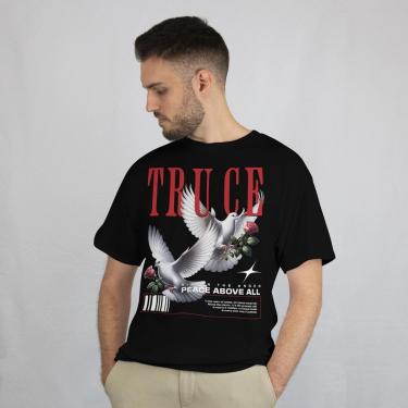 Imagem de Camiseta Masculina Manga Curta Style Pomba Branca Moderna Malha Algodão do P ao G1-Masculino