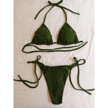 Imagem de Biquini Feminino Cortininha Calcinha Fio Duplo De Amarrar - GlauF, Ver