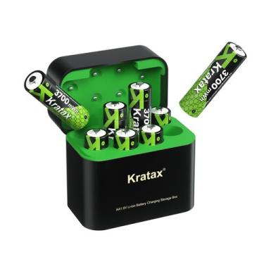 Imagem de Bateria Kratax AA 3700mWh Li-ion 1,5 V, pacote com 8 carregadores