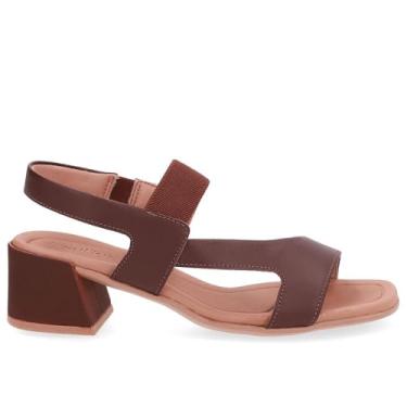 Imagem de Sandalia Usaflex Elastico Couro Ref Ud25004 Marrom Escuro 036