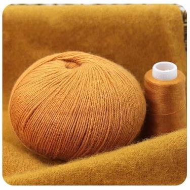 Imagem de 1 bola de caxemira mongol tricotado à mão de fio de caxemira 50 g de lã de tricô (açafrão)