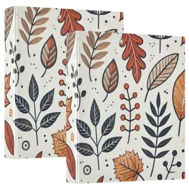 Imagem de Pasta de arquivo de folhas de outono laranja para fichário de anéis redondos para material de escritório, pacote com 2