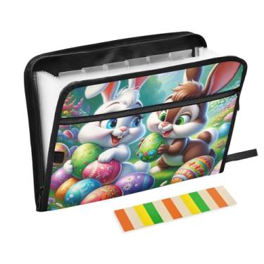 Imagem de Pastas de arquivo expansíveis fofas para coelhos e ovos de Páscoa, à prova de fogo, à prova d'água, sanfonada, para tamanho carta e tamanho A4 para material de escritório escolar