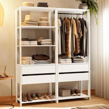 Imagem de Guarda-roupa Closet Modulado 4 Gavetas 140 cm Branco Valencia Madesa Xa
