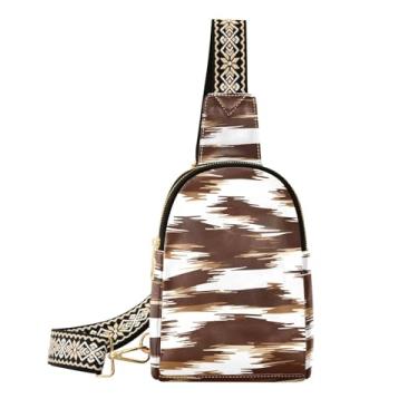 Imagem de CEBUGI Bolsa tiracolo feminina de couro com estampa abstrata, bolsa tiracolo para trilhas, viagens ao ar livre