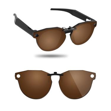Imagem de Fiskr Óculos de sol polarizados Clip-On para Oakley Meta HSTN O8002 51 mm - Proteção UV - Ajuste universal para homens e mulheres, Marrom âmbar, 51mm