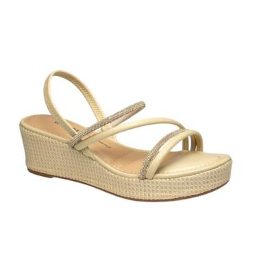 Imagem de Sandália Feminina Anabela Salto Brilho Calce Fácil Dakota Y8321 (Vanilla, BR, Adulto, Numérico, 38)