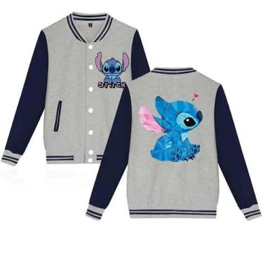 Imagem de Jaqueta De Moletom Unissex Infantil Y2K Disney Stitch Estilo Baseball 