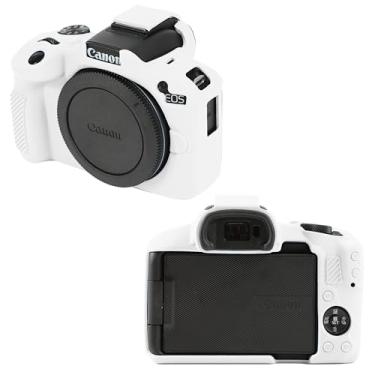 Imagem de Leayjeen Capa protetora de silicone compatível com câmera Canon EOSR50, câmera R50, capa protetora de silicone macia, com capa de lente removível para fotografia (branca)
