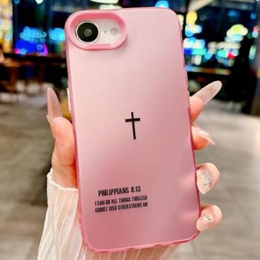Imagem de HYUEKOKO Capa de telefone com estampa de letras para iPhone 16e, capa simples com design bonito e estético, TPU macio e fino à prova de choque para meninas, mulheres e homens - rosa
