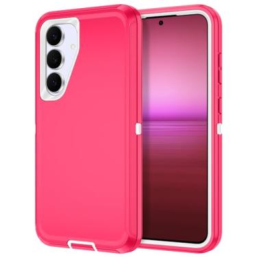 Imagem de I-HONVA Capa para Samsung Galaxy S25 FE à prova de choque à prova de poeira/queda, 3 camadas, proteção total [sem protetor de tela] Capa resistente para Galaxy S25 FE de 6,7 polegadas, rosa/branco