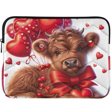 Imagem de Capas de laptop personalizadas de vaca Highland para dia dos namorados, capas fofas para computador, estampa divertida, laptop, universal, 14, 13 polegadas, capa para laptop